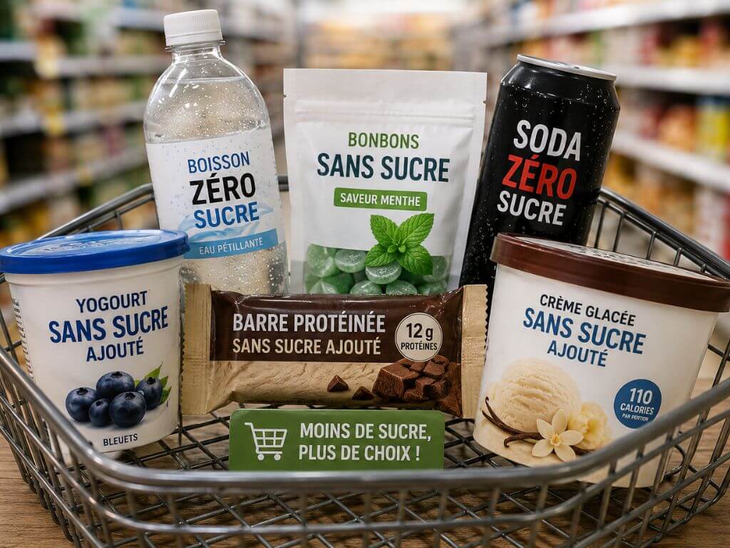 Faux sucres présents dans différents aliments à l'épicerie