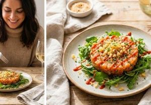 Tartare de saumon croquant à la sauce tempura-sriracha