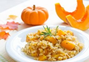 Rice dish with pumpkin, risotto on the plate